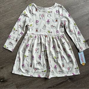NWT Kids Girls 4T Cat & Jack Halloween Dog Cat Long Sleeve Cotton Blend Dress